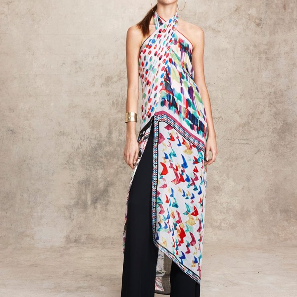 Worth New York Colorful Abstract Print Scarf